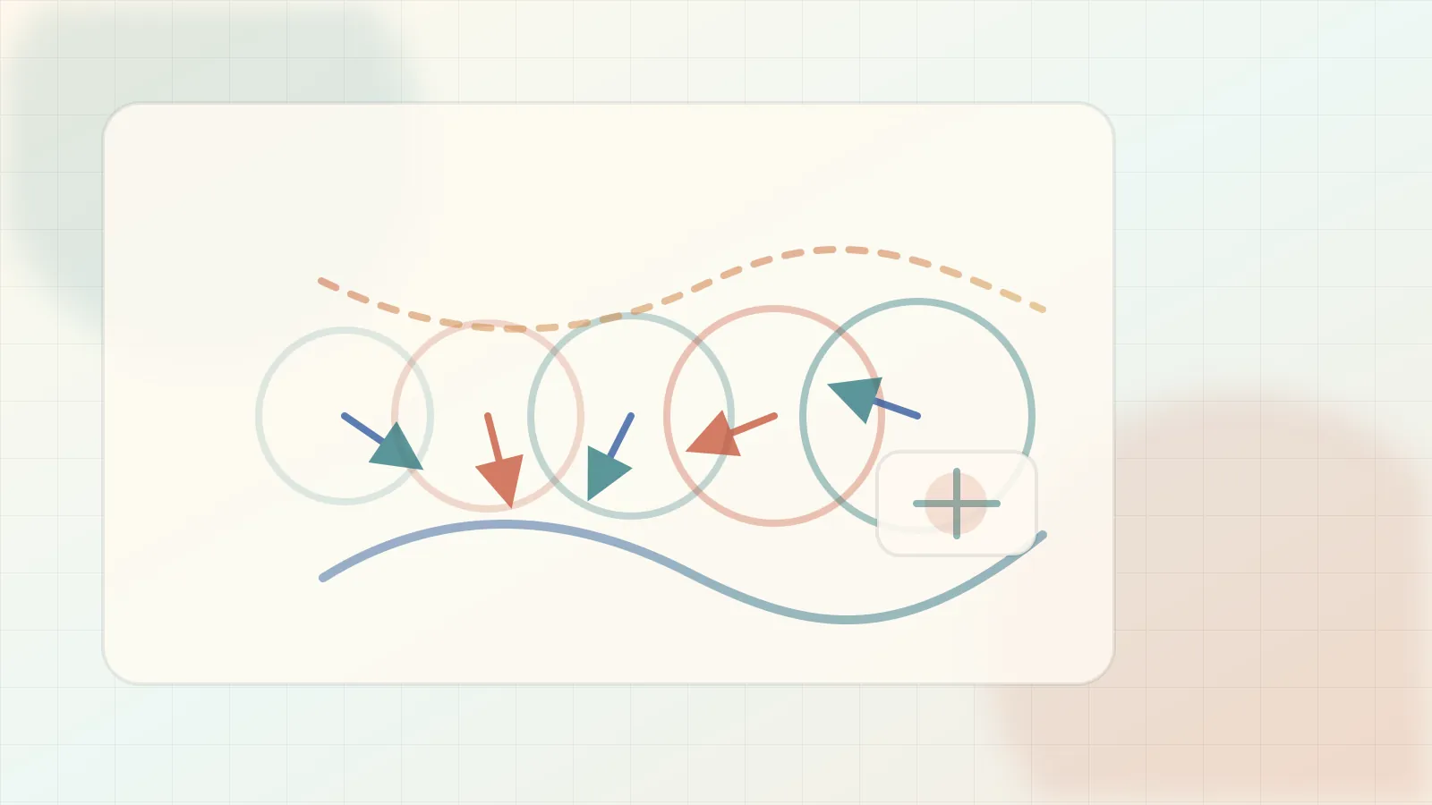 Editorial transformer illustration of rotary position vectors, relative phase arcs, and query-key geometry.