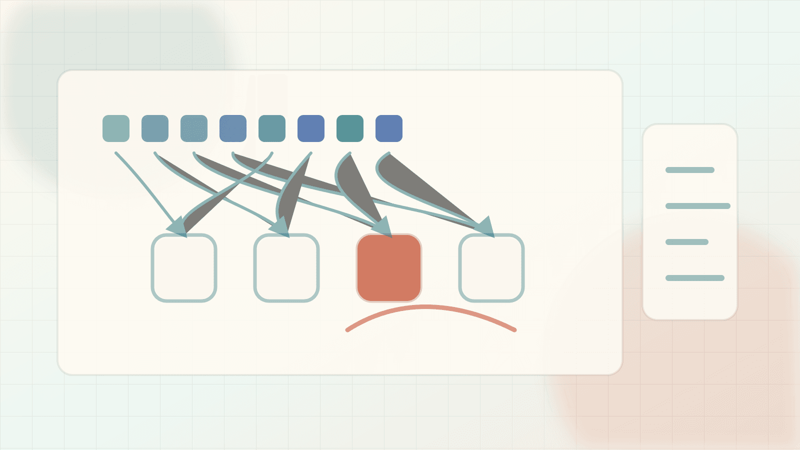 Editorial efficiency illustration of tokens routed sparsely into expert blocks with load imbalance and routing paths.