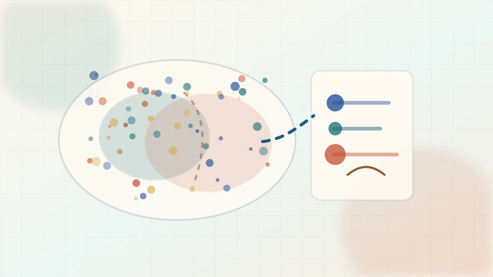 Editorial probability illustration of a sample space, overlapping event regions, probability mass, and conditional renormalization cues.