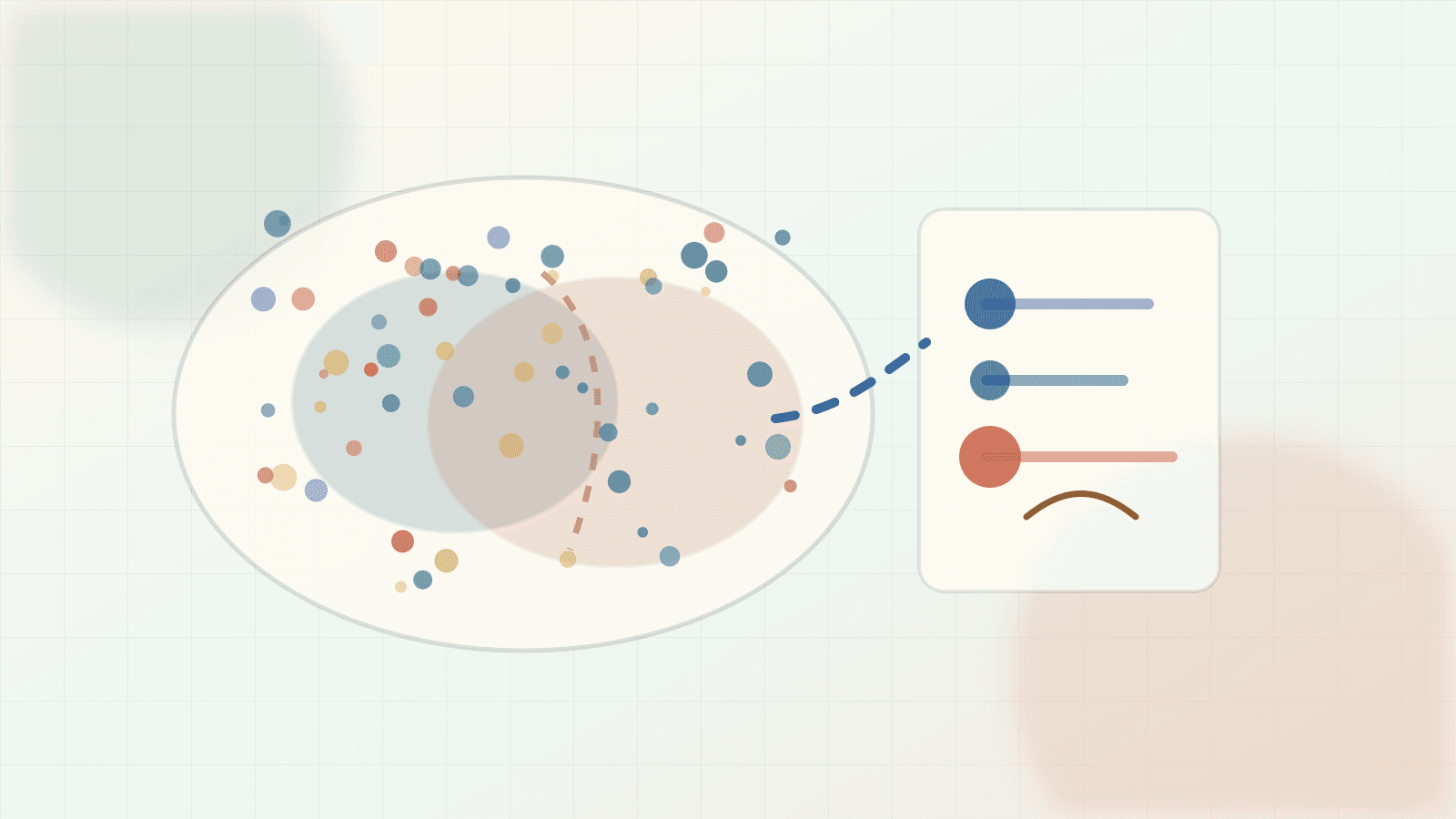 Editorial probability illustration of a sample space, overlapping event regions, probability mass, and conditional renormalization cues.