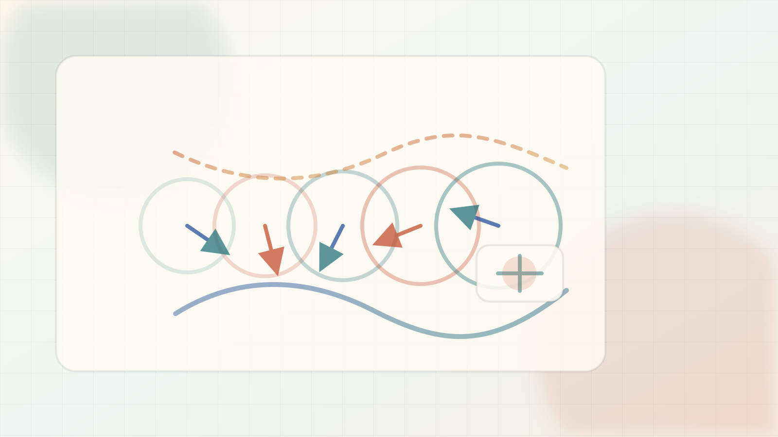 Editorial transformer illustration of rotary position vectors, relative phase arcs, and query-key geometry.