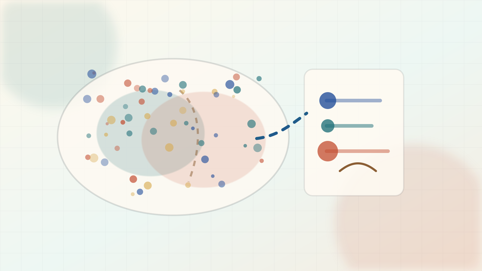 Editorial probability illustration of a sample space, overlapping event regions, probability mass, and conditional renormalization cues.