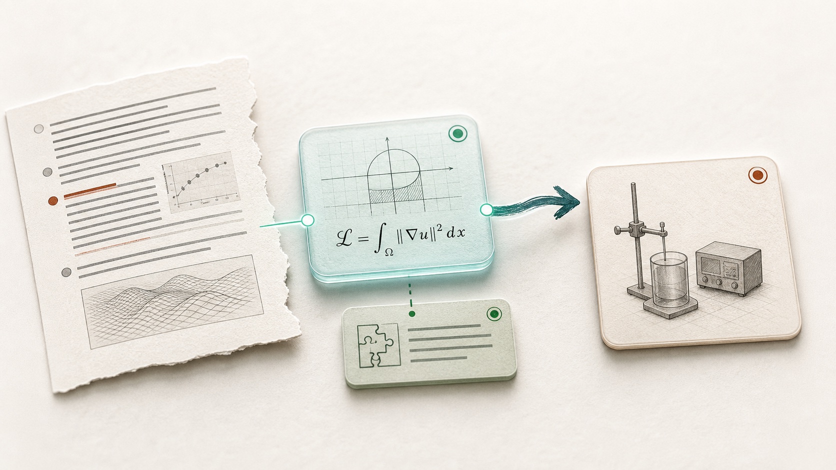 A paper clue becoming one equation, one prerequisite repair, and a lab target.